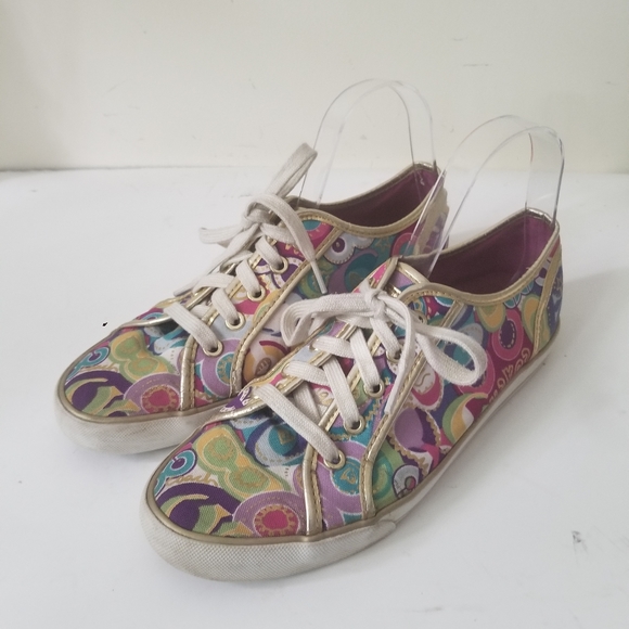 Coach Poppy Dee sneakers tennis shoes sz 8.5B - Picture 2 of 5